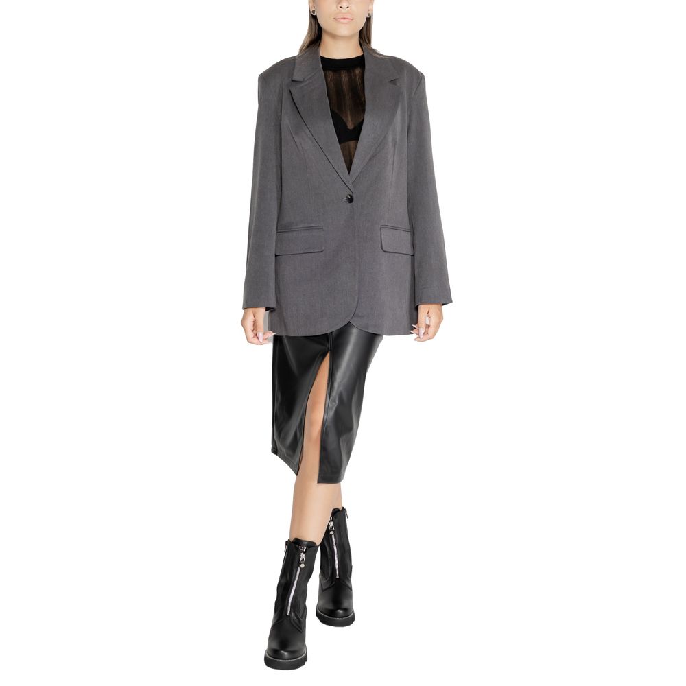 Only Gray Recycled Polyester Long Blazer Jacket