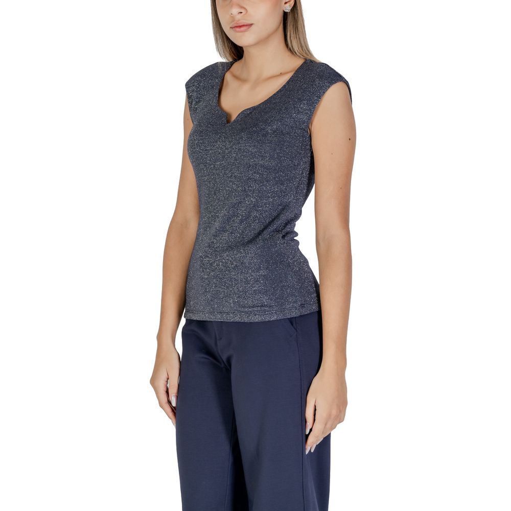 Street One Blue Viscose Sleeveless V-neck Top