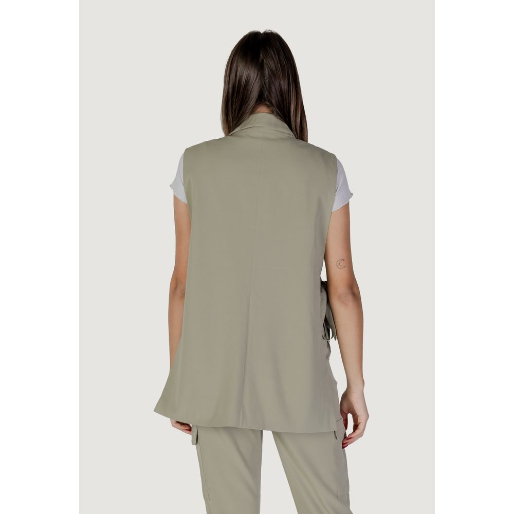 B.Young Green Polyester Long Vest