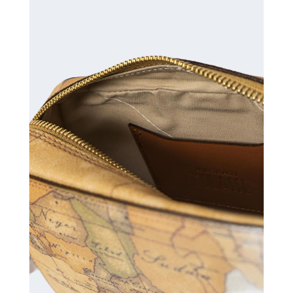 Alviero Martini Prima Classe Beige Geo Classic Cotton Shoulder Handbag