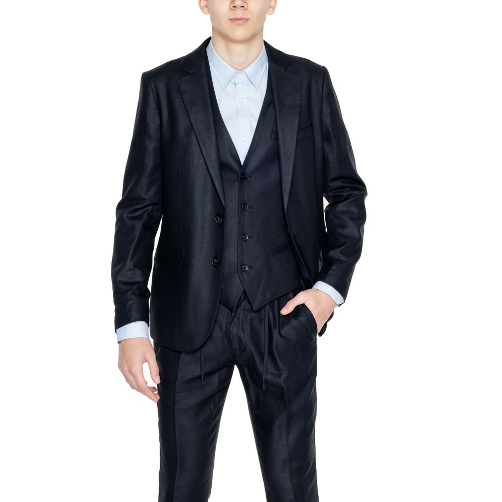Pant Suit by Antony Morato for men in linen & viscose black features a tailored silhouette, showcasing a sophisticated and tailored for a refined, professional look.