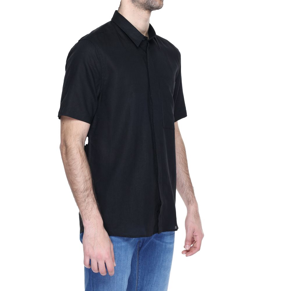 Antony Morato Men's Short-Sleeve Linen & Viscose Shirt - Black