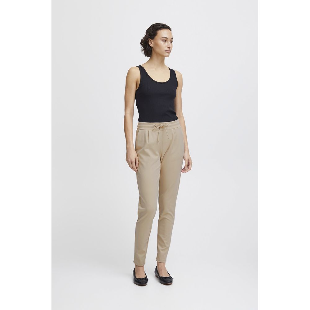 ICHI Beige Polyester Pant