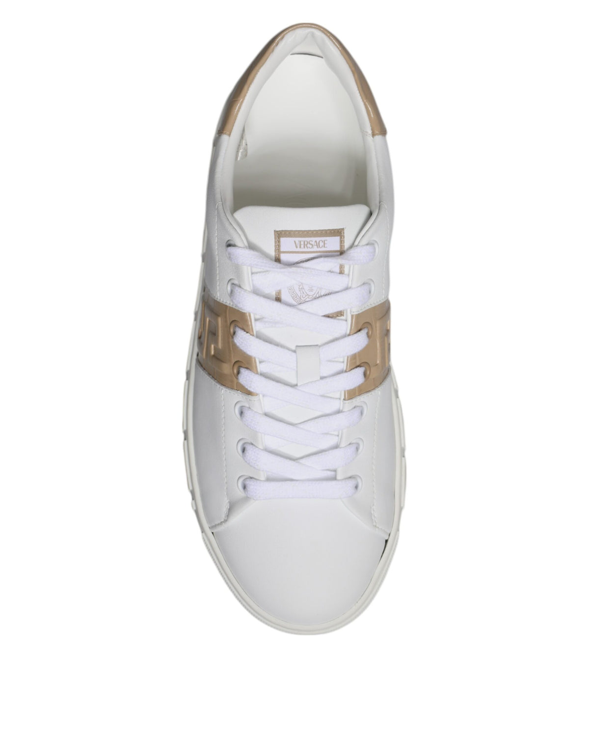 Versace Men's Low Top TU Leather Sneakers - Brown White Signature Print