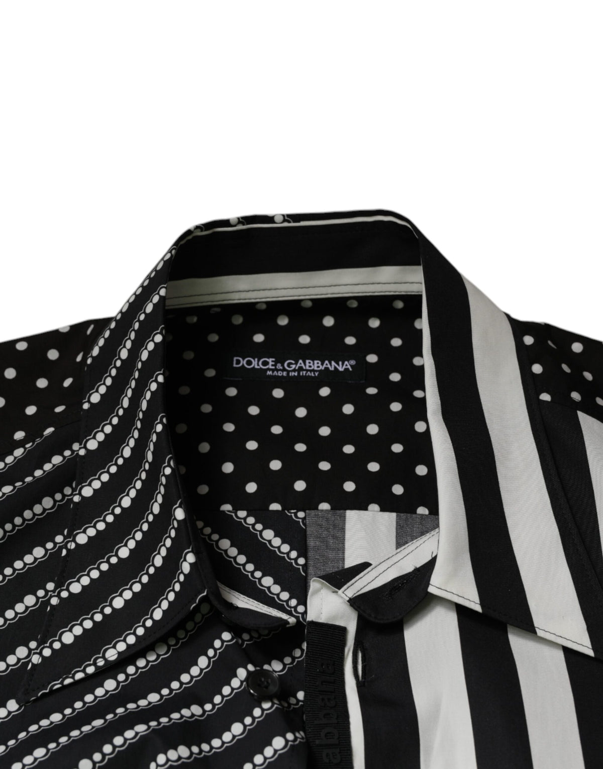 Dolce & Gabbana Men's Regular Fit Short-Sleeve Cotton Shirt - Black White Striped