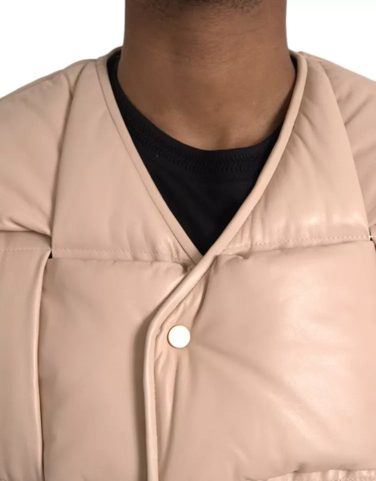Bottega Veneta Men's Quilted Calf Leather Jacket - Beige
