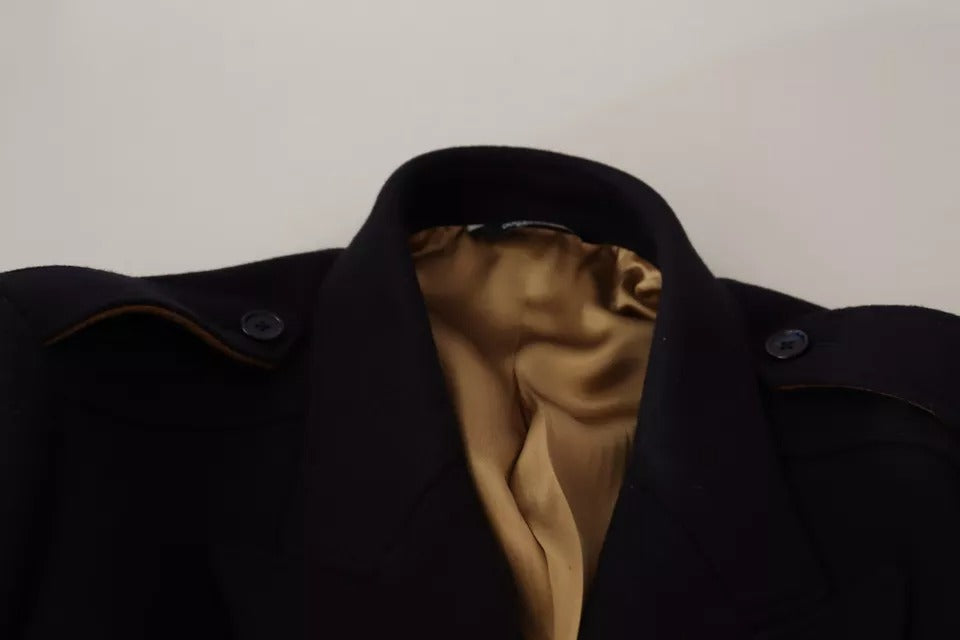 Dolce & Gabbana Men's Wool Silk Nylon & Elastane Trench Coat - Blue Gold