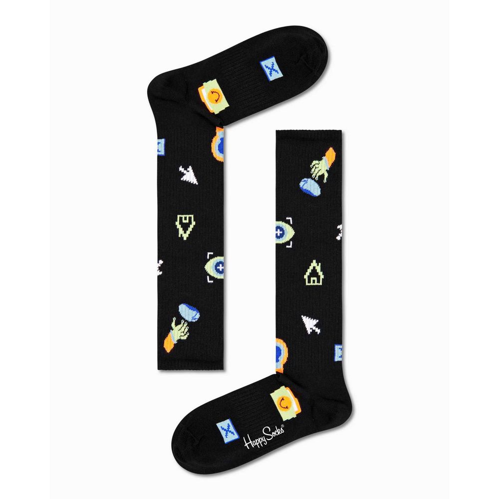 Socks by Happy Socks for women in cotton polyester black features a contemporary knit construction, showcasing the sophisticated design of this Women's Cotton Polyester Socks with its contemporary finish.