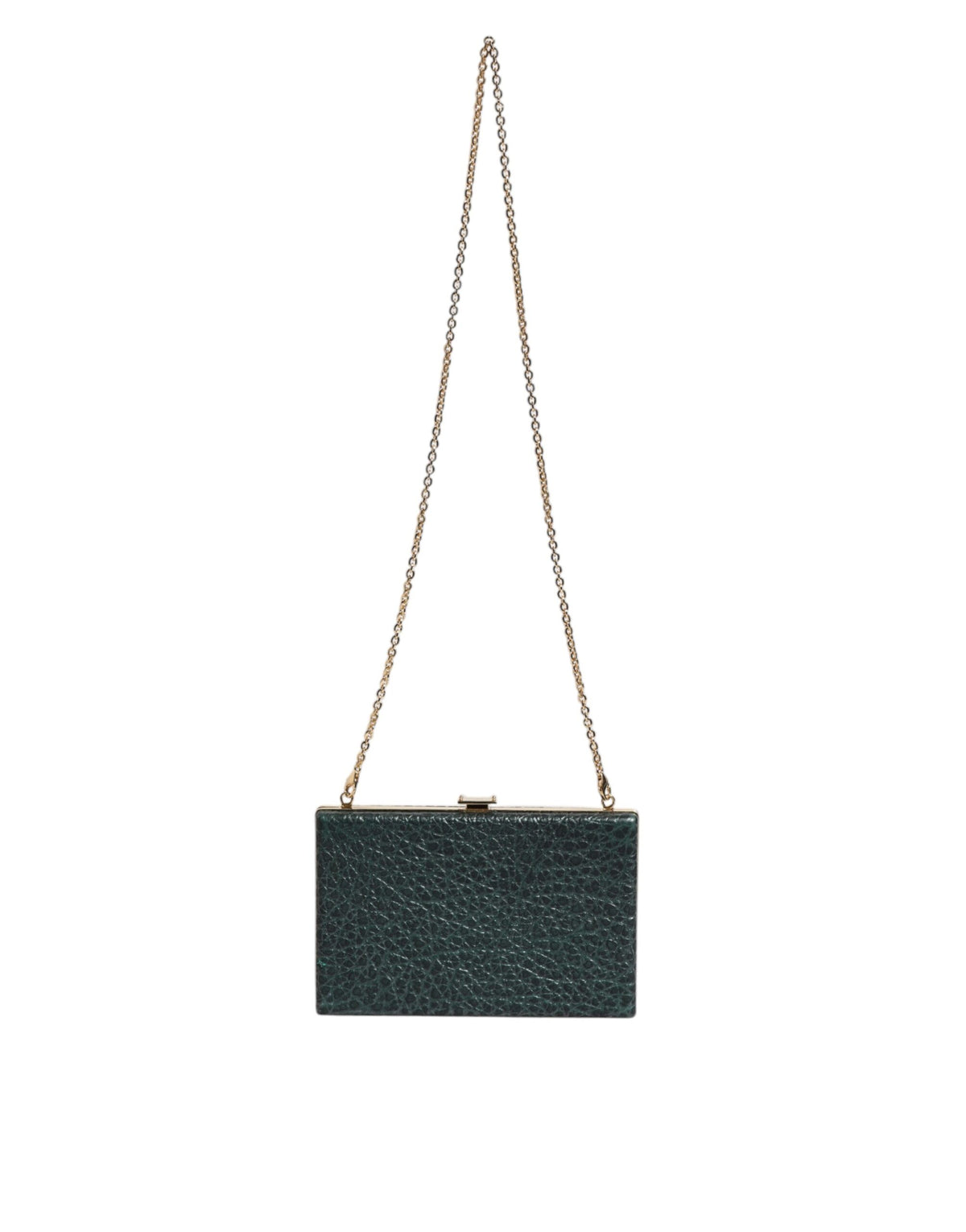 Dolce & Gabbana Leather Brass Evening Crossbody Clutch Handbag - Black Gold