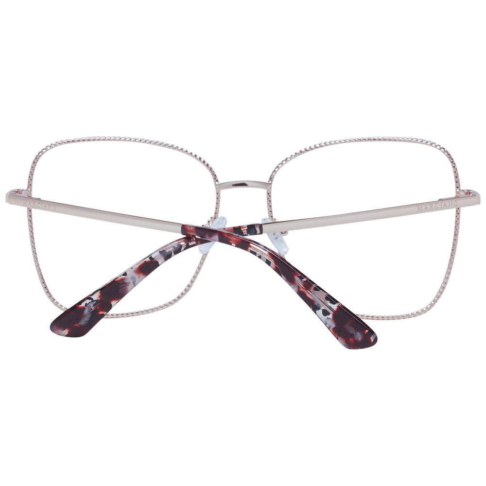 Eyeglasses Frames by Marciano by Guess for women in rose-gold features an refined silhouette, showcasing a sophisticated rose-gold coloured frame and refined full-frame frame design for a refined look.