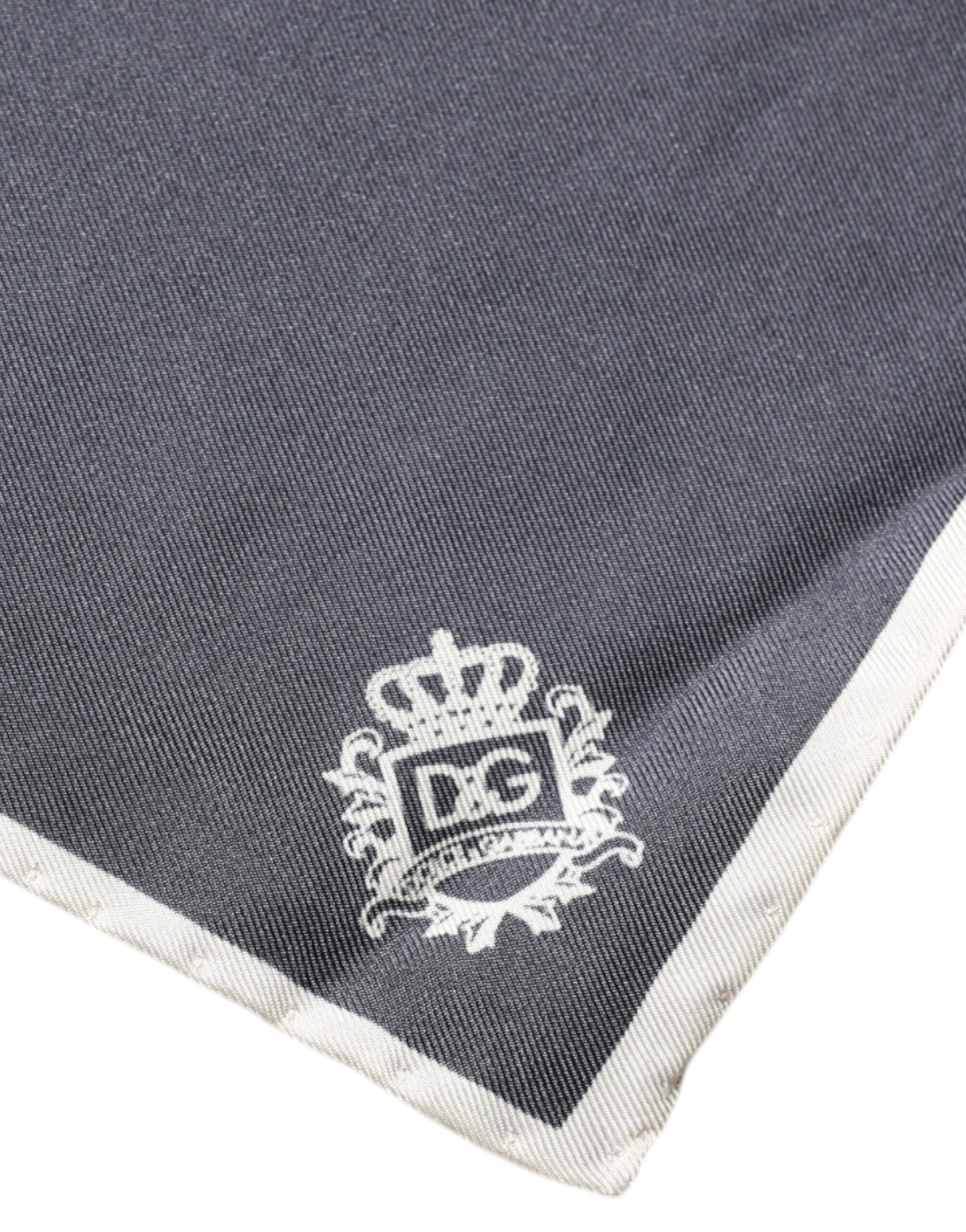 Dolce & Gabbana Gray Crown Logo Square Handkerchief Scarf