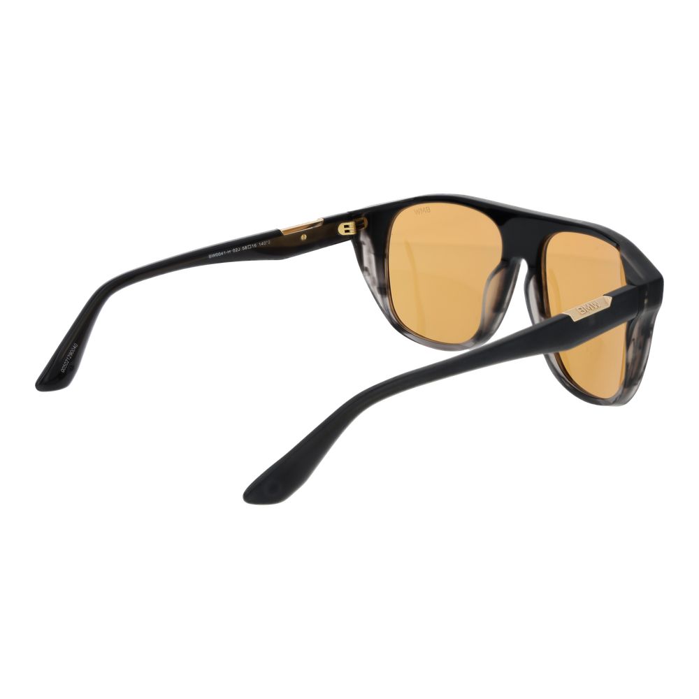 Sunglasses by BMW for men in acetate and black presents a enviable silhouette, featuring black coloured frame and aviator full-rim frame design with non-polarized category-2-medium-tint lens for a enviable look.