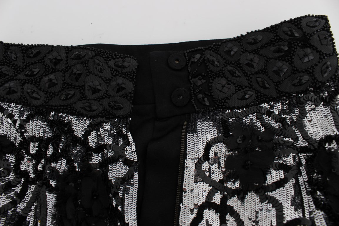Dolce & Gabbana Women's Black Crystal Sequined Mini Shorts