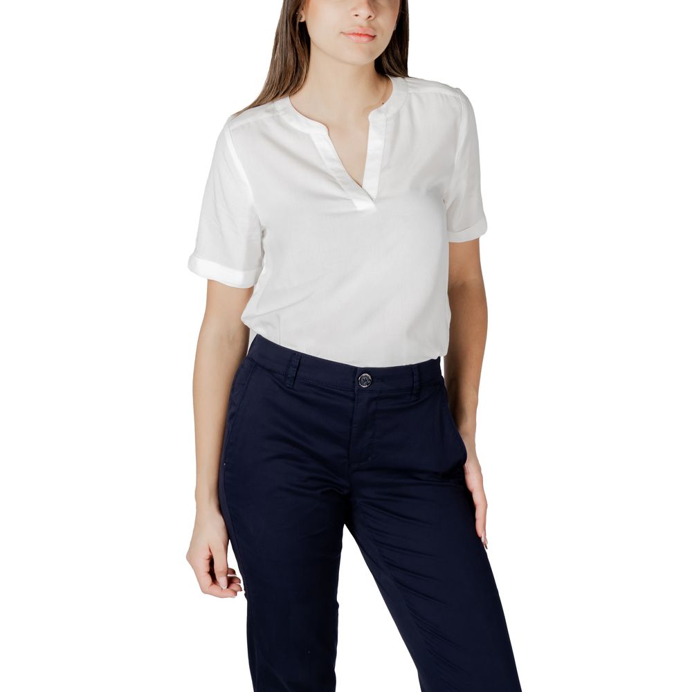 Street One Women's Lightweight V-Neck Viscose Shirt - White