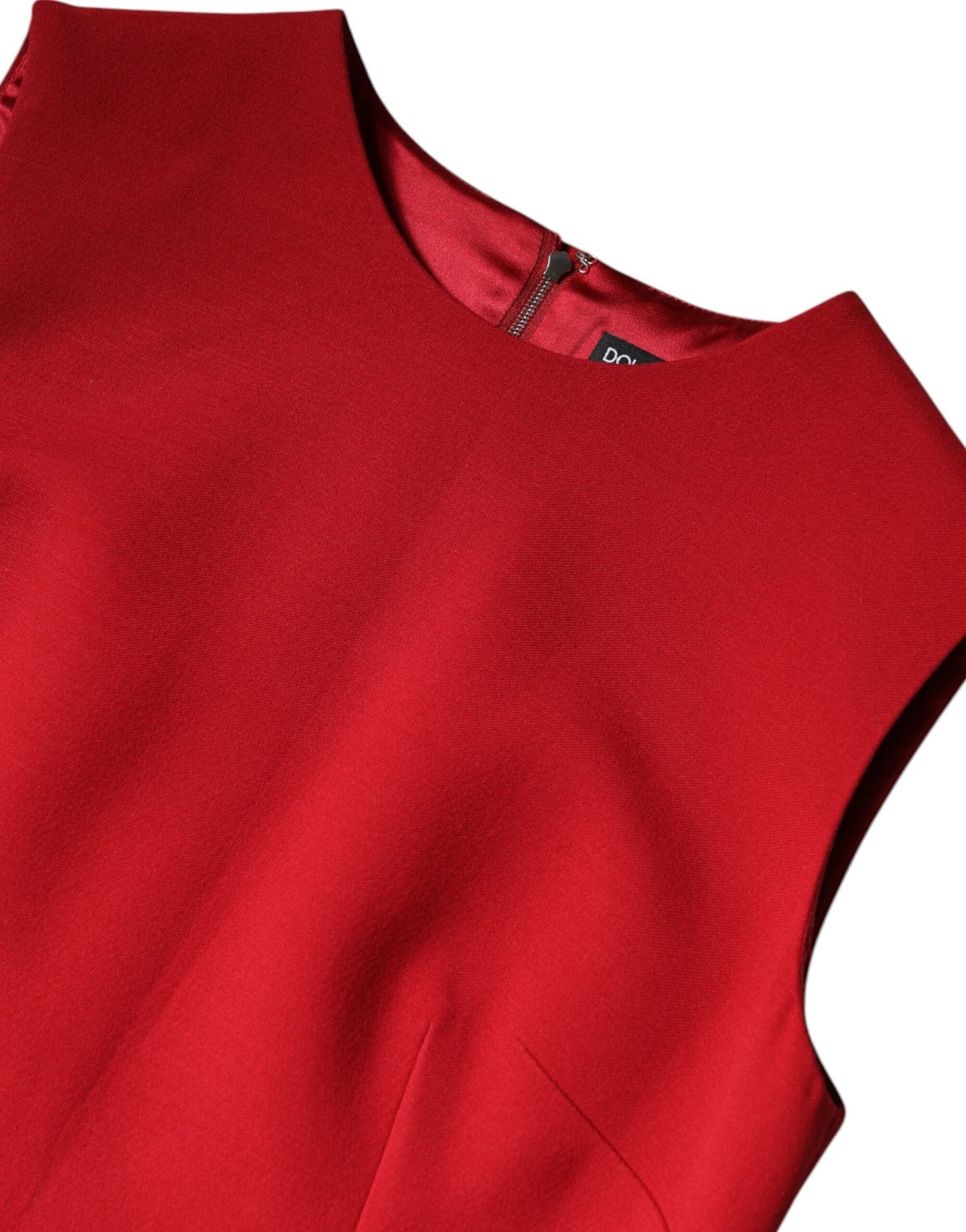 Dolce & Gabbana Women's A Line Sleeveless Round Neck Silk Wool & Elastane Knee Dress - Red