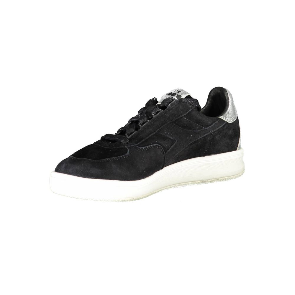 Diadora Elegant Black Leather Sneakers with Lace Details