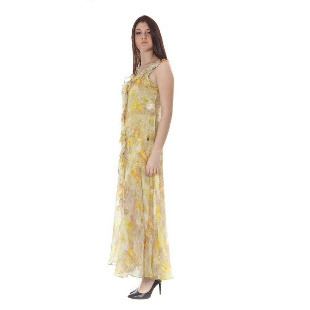 John Galliano Yellow Polyester Maxi Dress