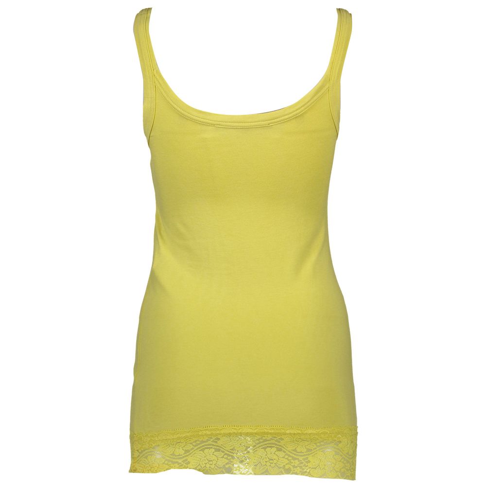 Tank Top by Silvian Heach for women in cotton lace yellow showcases a perennial silhouette, artfully detailed with a design and a perennial .