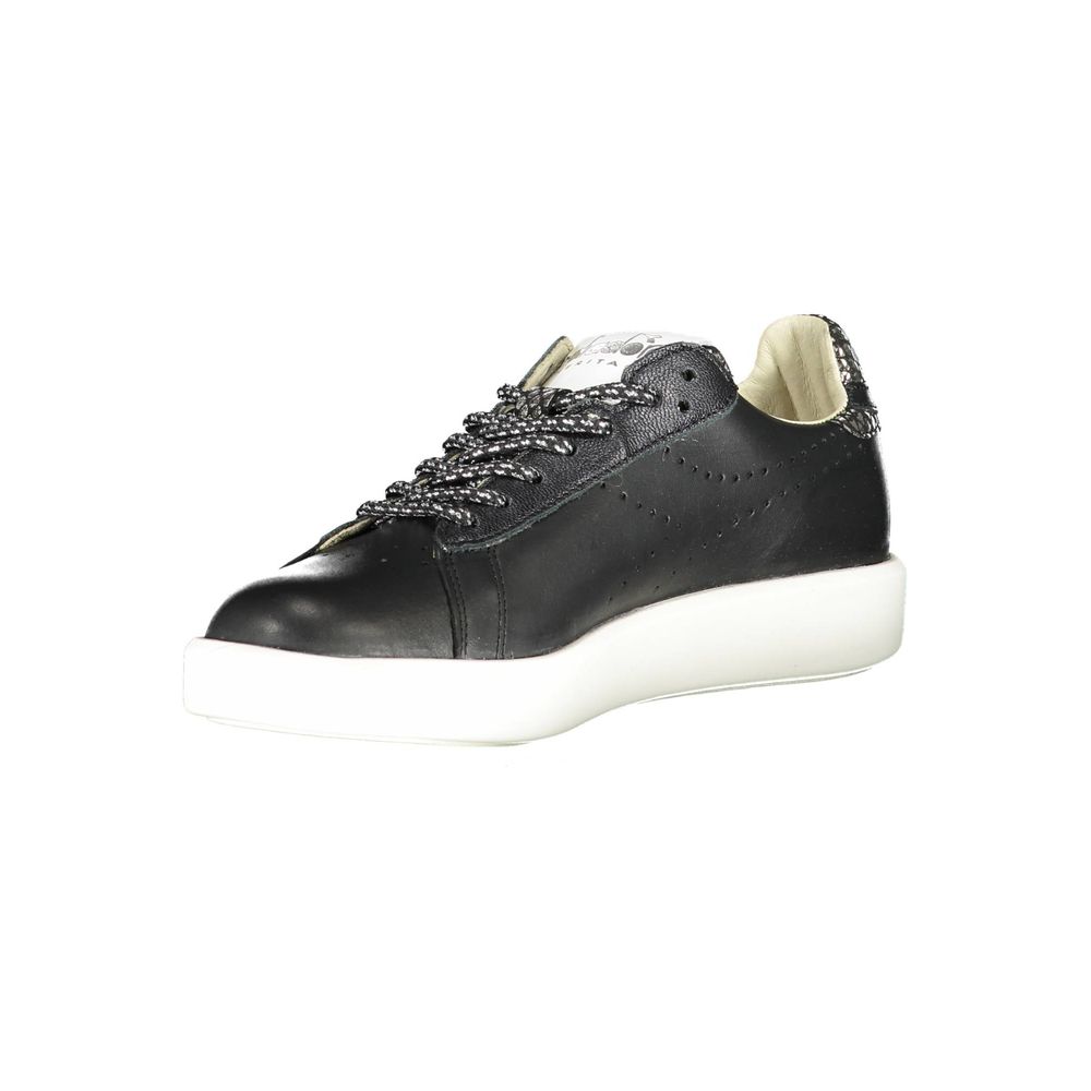 Diadora Women's Fashion Cotton & Leather Sneakers - Black