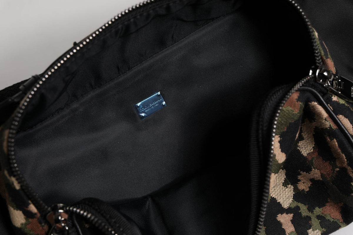 Dolce & Gabbana Leather Poly Cotton Fanny Pack Backpack - Black Gold Multicolor