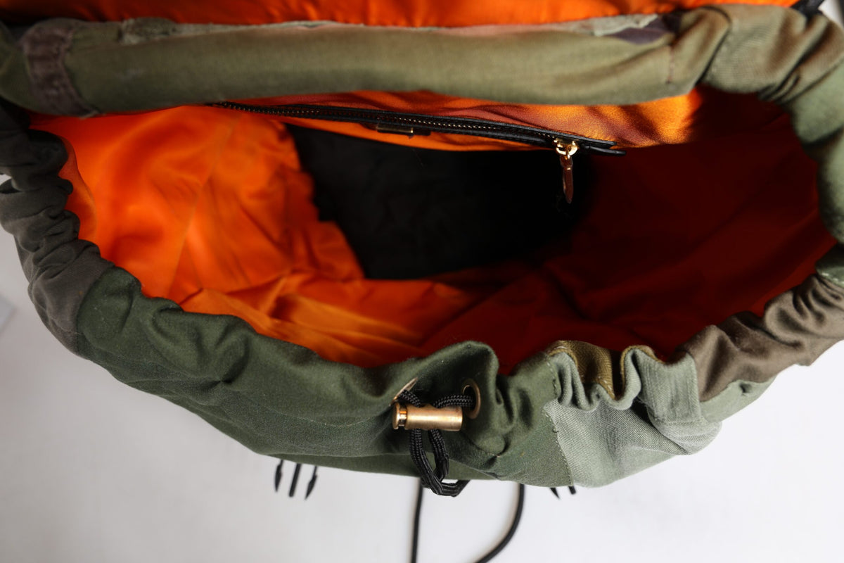 Dolce & Gabbana Cotton Leather Large Travel Drawstring Backpack - Military Green Camouflage Patchwork
