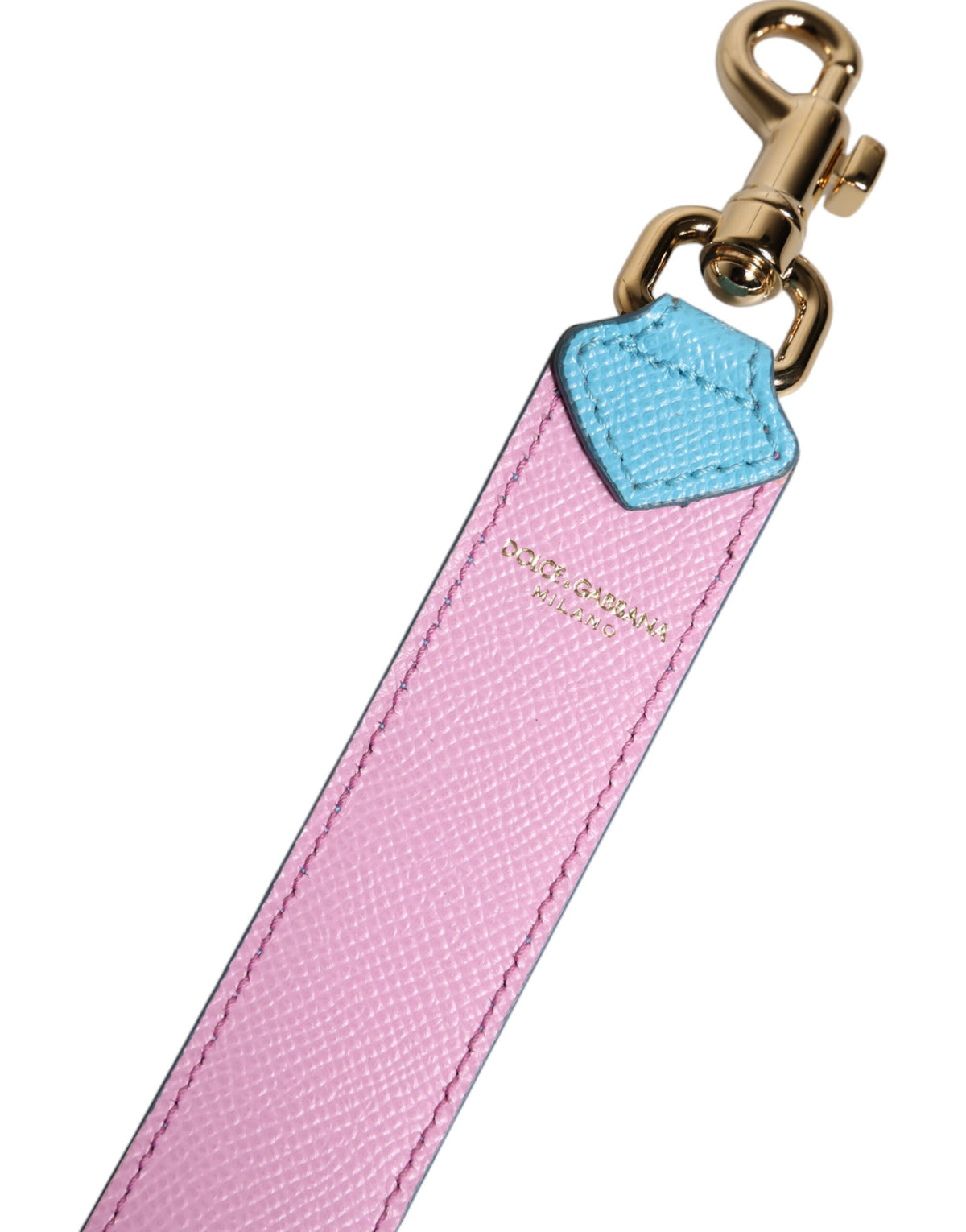 Dolce & Gabbana Leather Metal Shoulder Strap - Light Blue Pink Silver