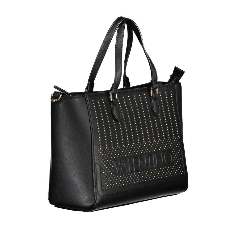 Crossbody Shopper Tote Convertible Handbag by Mario Valentino for women in polyethylene faux leather black features an exquisite silhouette, showcasing a secure zipper, ample internal-pockets, and exquisite crossbody-strap, shoulder-strap, adjustable-strap & handle for a sophisticated finish.