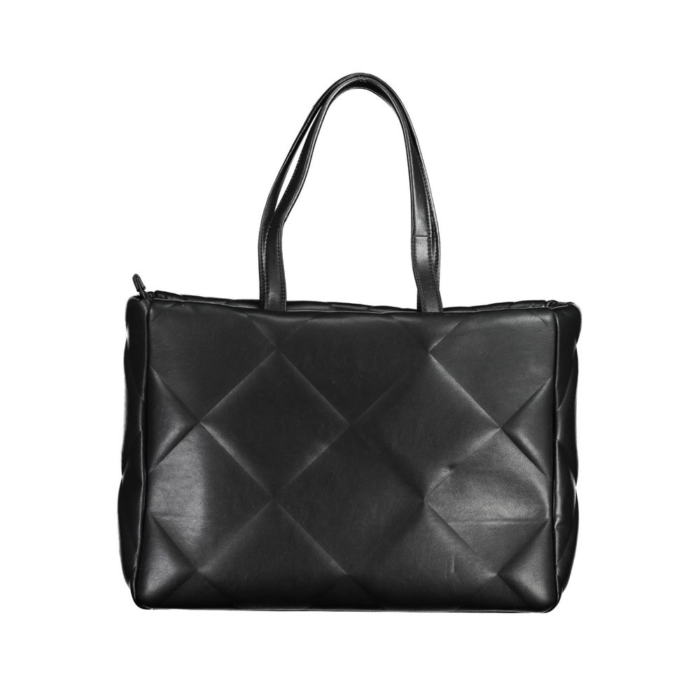 Calvin Klein Black Quilted Leather Effect Polyester Shoulder Handbag