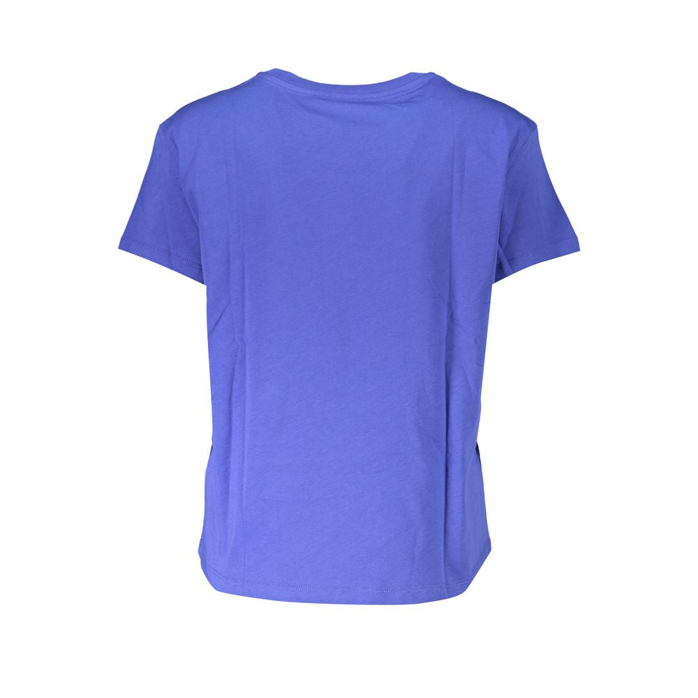 T-Shirt by Patrizia Pepe for women in organic cotton blue & print showcases a chic silhouette, artfully detailed with a chic and for a chic finish.