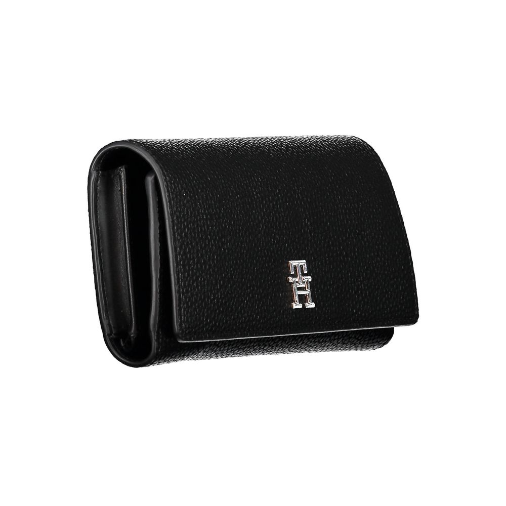 Cardholder Wallet by Tommy Hilfiger for women in polyethylene polyurethane faux leather black features a sleek silhouette, showcasing the sleek Polyethylene Polyurethane Faux Leather Cardholder Wallet design with sophisticated card-organization coin-purse for a premium look.