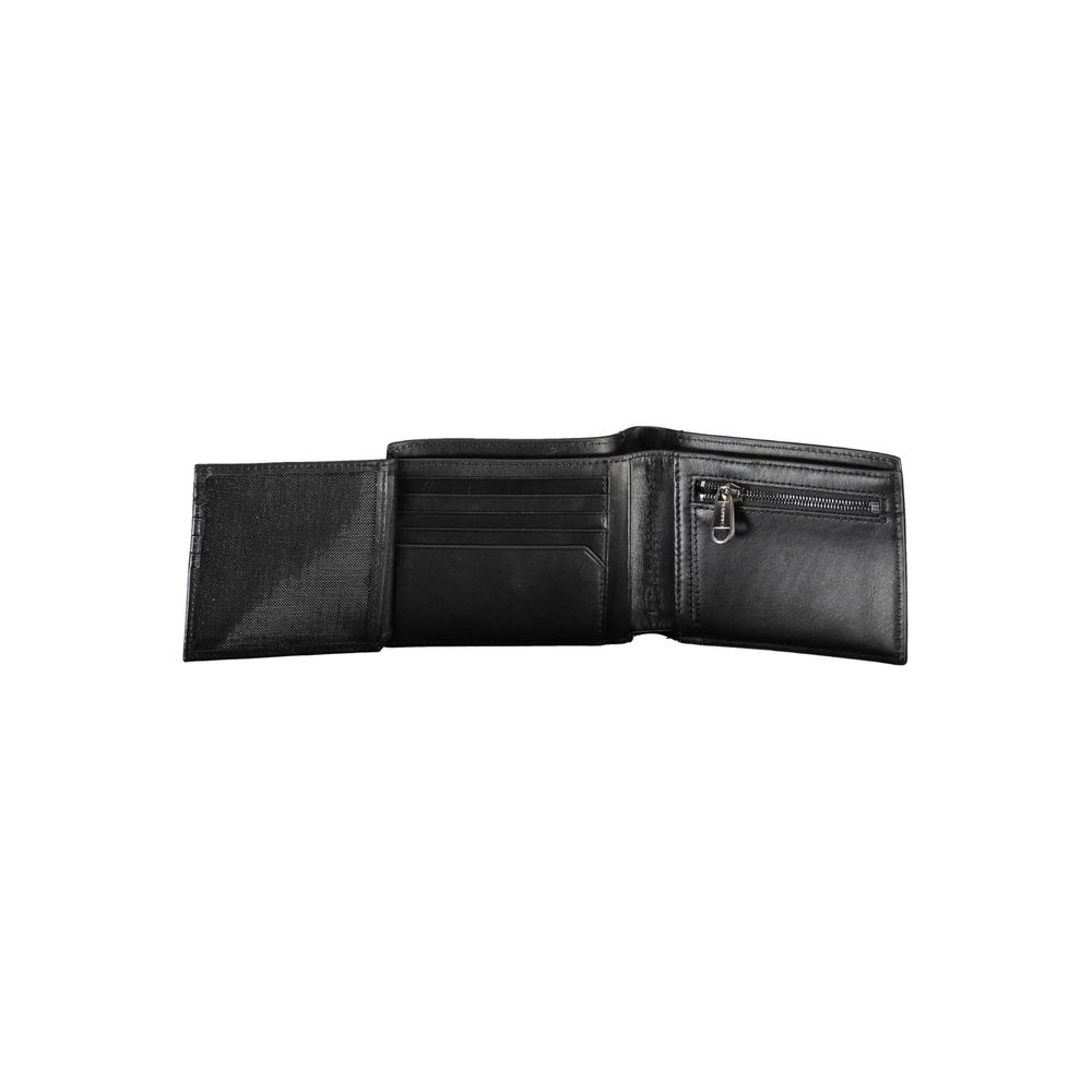 Wallet by Calvin Klein for men in polyester leather black features a streamlined silhouette, showcasing the streamlined Polyester Leather Wallet design with sophisticated rfid-protection eco-friendly coin-purse for a premium look.