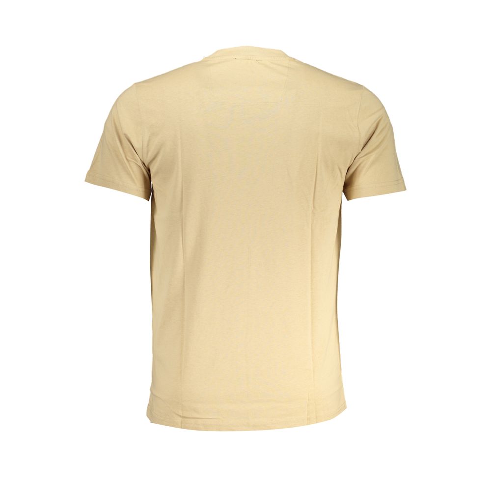 T-Shirt by Cavalli Class for men in cotton beige, signature & print showcases a fashionable silhouette, elegantly detailed with a fashionable and for a sophisticated, high-fashion look.