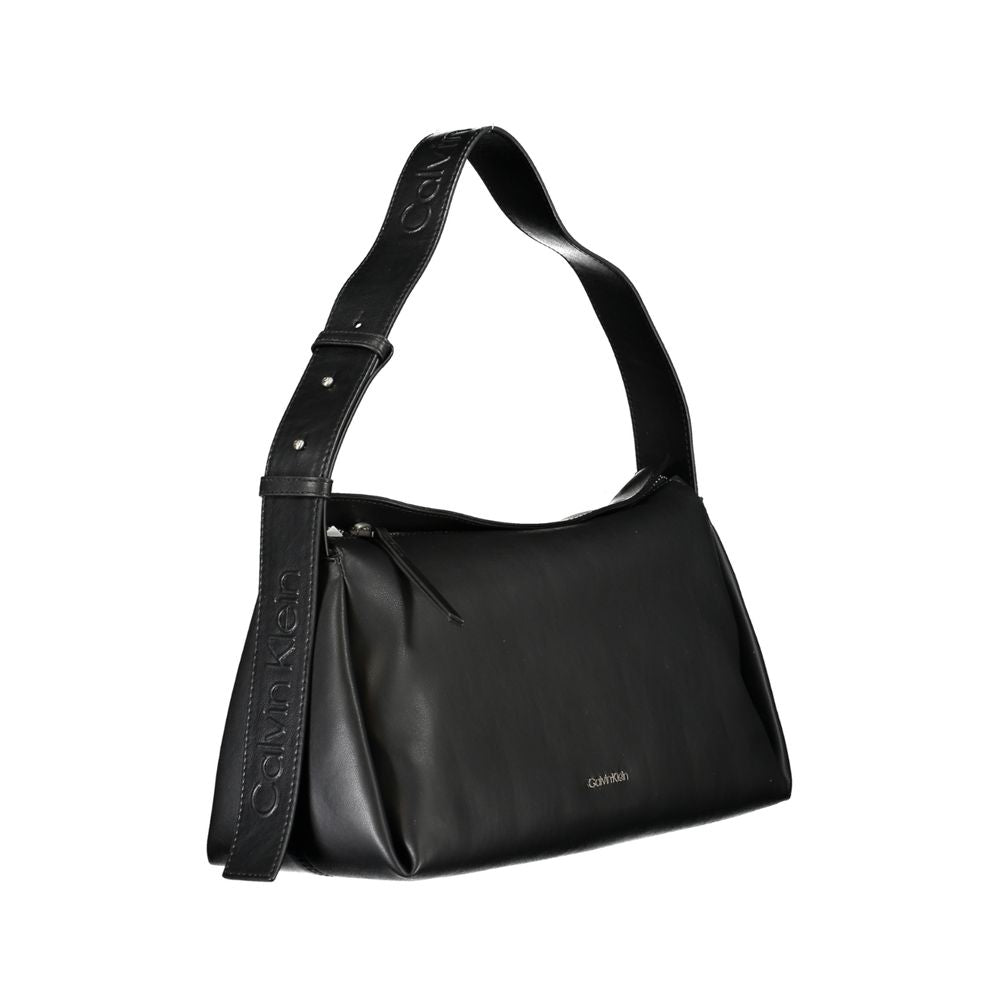 Calvin Klein Black Smooth Faux Leather Shoulder Handbag