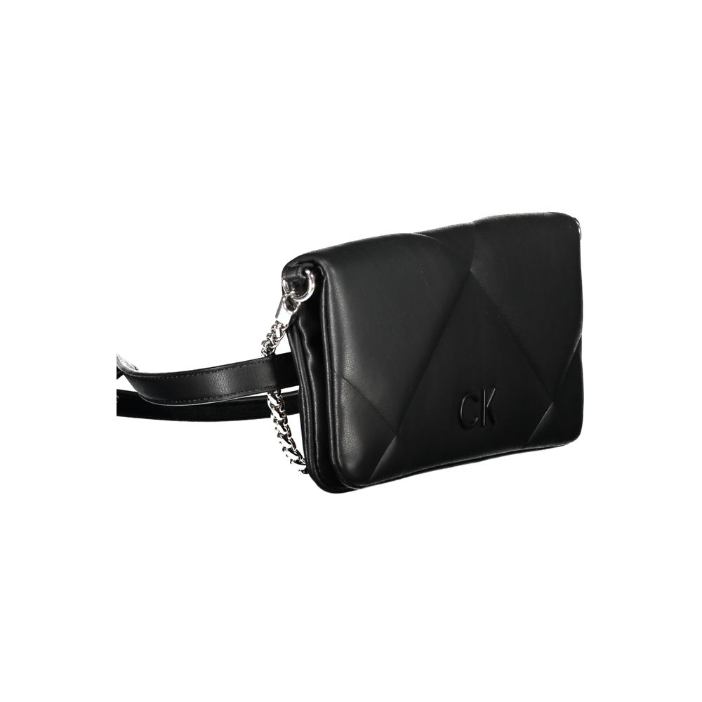 Crossbody Fanny Pack Convertible Handbag by Calvin Klein for women in polyester faux leather black features an exquisite silhouette, showcasing a secure magnetic, ample , and exquisite crossbody-strap, adjustable-strap, belt-strap & handle for a sophisticated finish.