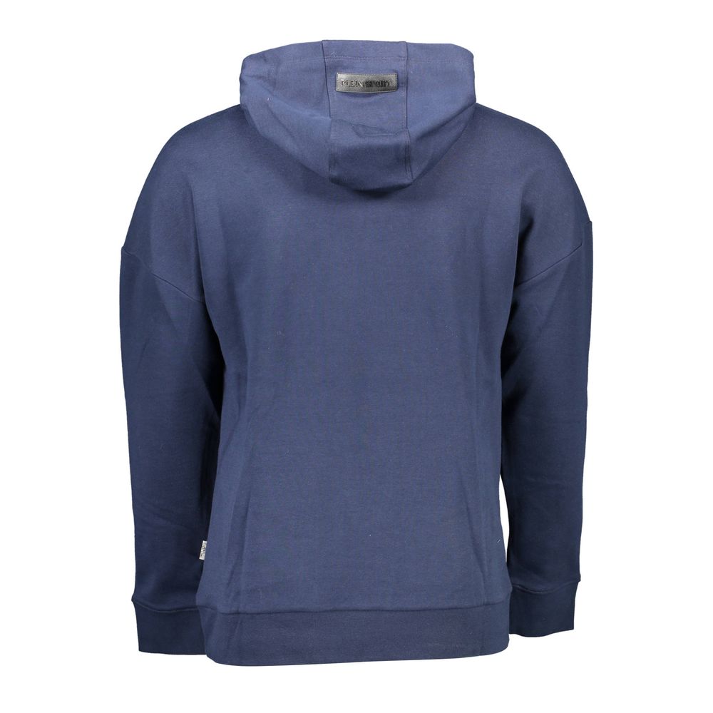 Hooded Sweatshirt Hoodie by Plein Sport for men in cotton polyester blue & print features an avant-garde silhouette, showcasing a sophisticated and detail for a truly avant-garde finish.