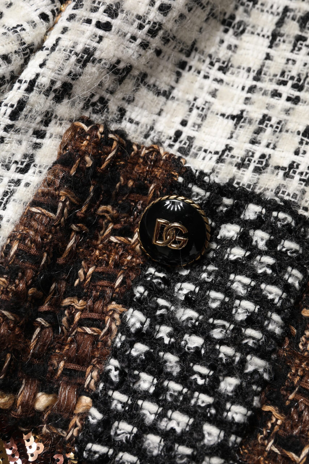 Dolce & Gabbana Women's Down Silk Cotton Mohair & Alpaca Wool Jacket - Multicolor Patchwork