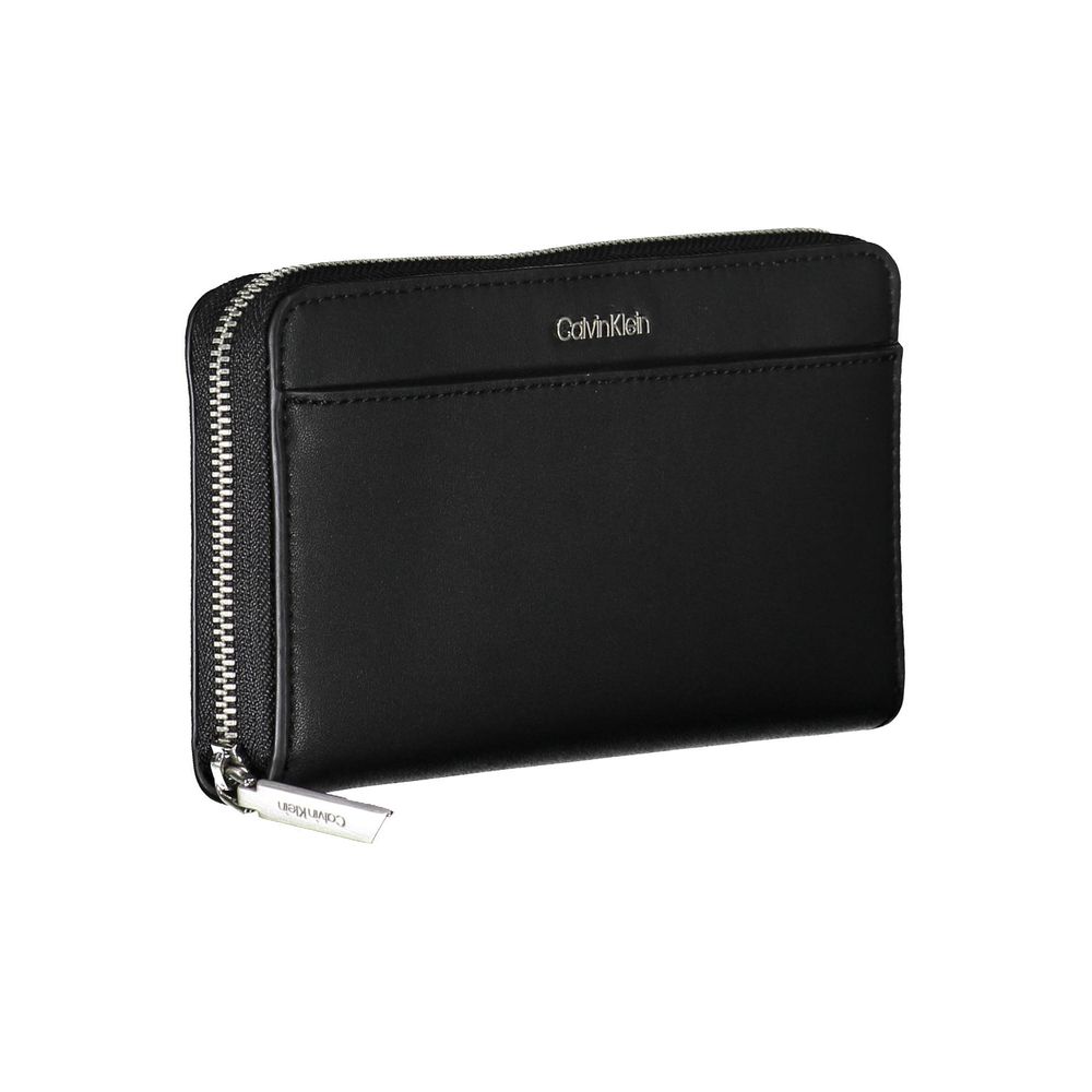 Calvin Klein Black Leather Effect Zip Around Wallet