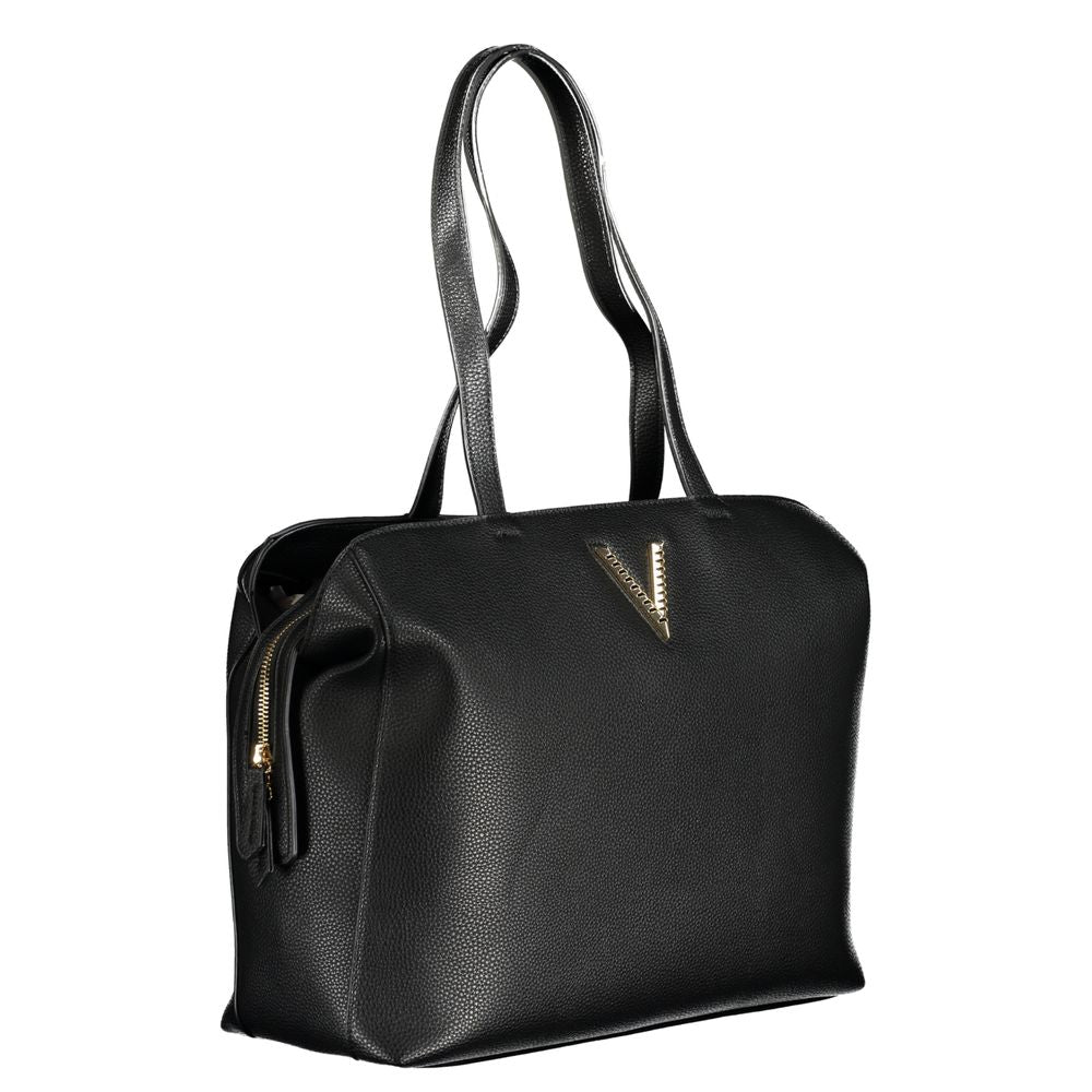 Mario Valentino Faux Leather Shoulder Tote Convertible Handbag - Black