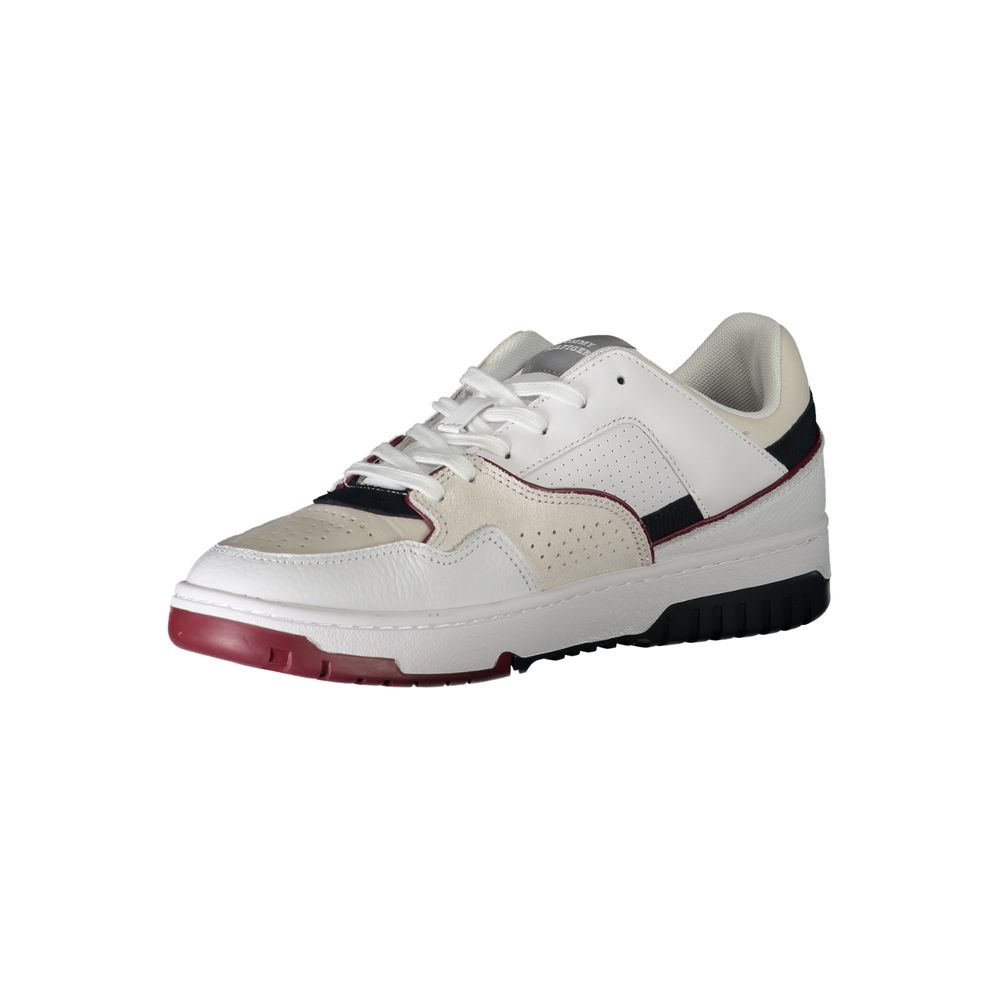 Athletic Sneakers by Tommy Hilfiger for men in polyester polyethylene leather white features an architectural silhouette from the Men's Athletic Polyester Polyethylene Leather Sneakers collection, showcasing a architectural athletic style for a architectural look.