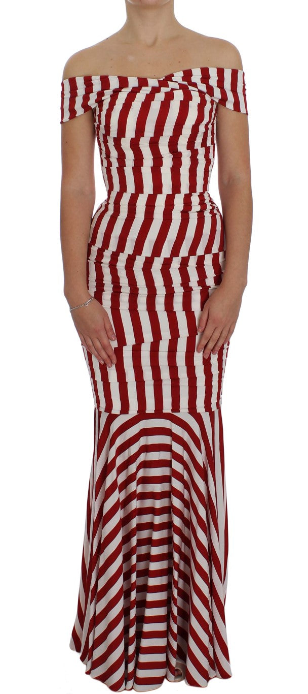 Dolce & Gabbana Elegant Red and White Striped Silk Bodycon Dress – Moon  Behind The Hill