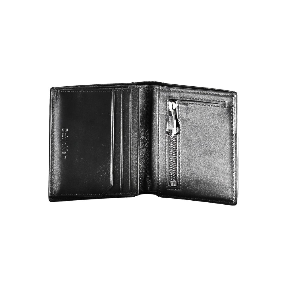 Wallet by Calvin Klein for men in polyester leather black showcases a refined silhouette, artfully detailed with the signature style of the Explore Polyester Leather Wallet and functional rfid-protection eco-friendly bifold coin-purse.