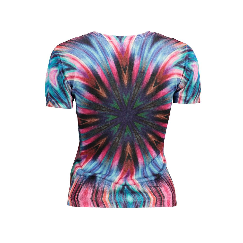 Sweater by Desigual for women in viscose blue & signature showcases a sumptuous silhouette, artfully finished with a sumptuous and for a sophisticated, sumptuous look.
