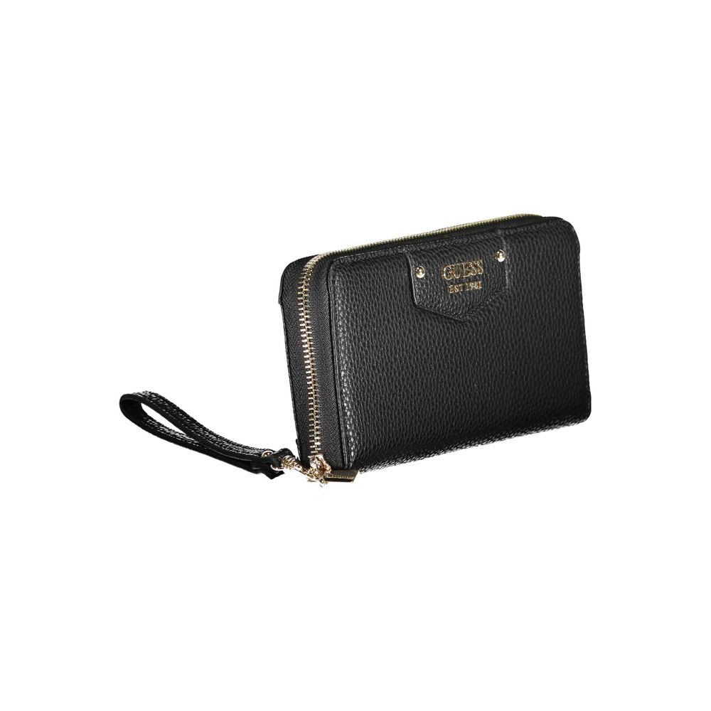 Cardholder Wallet by Guess Jeans for women in polyethylene black showcases a discerning silhouette, artfully capturing the essence of Polyethylene Cardholder Wallet with its functional card-organization coin-purse.