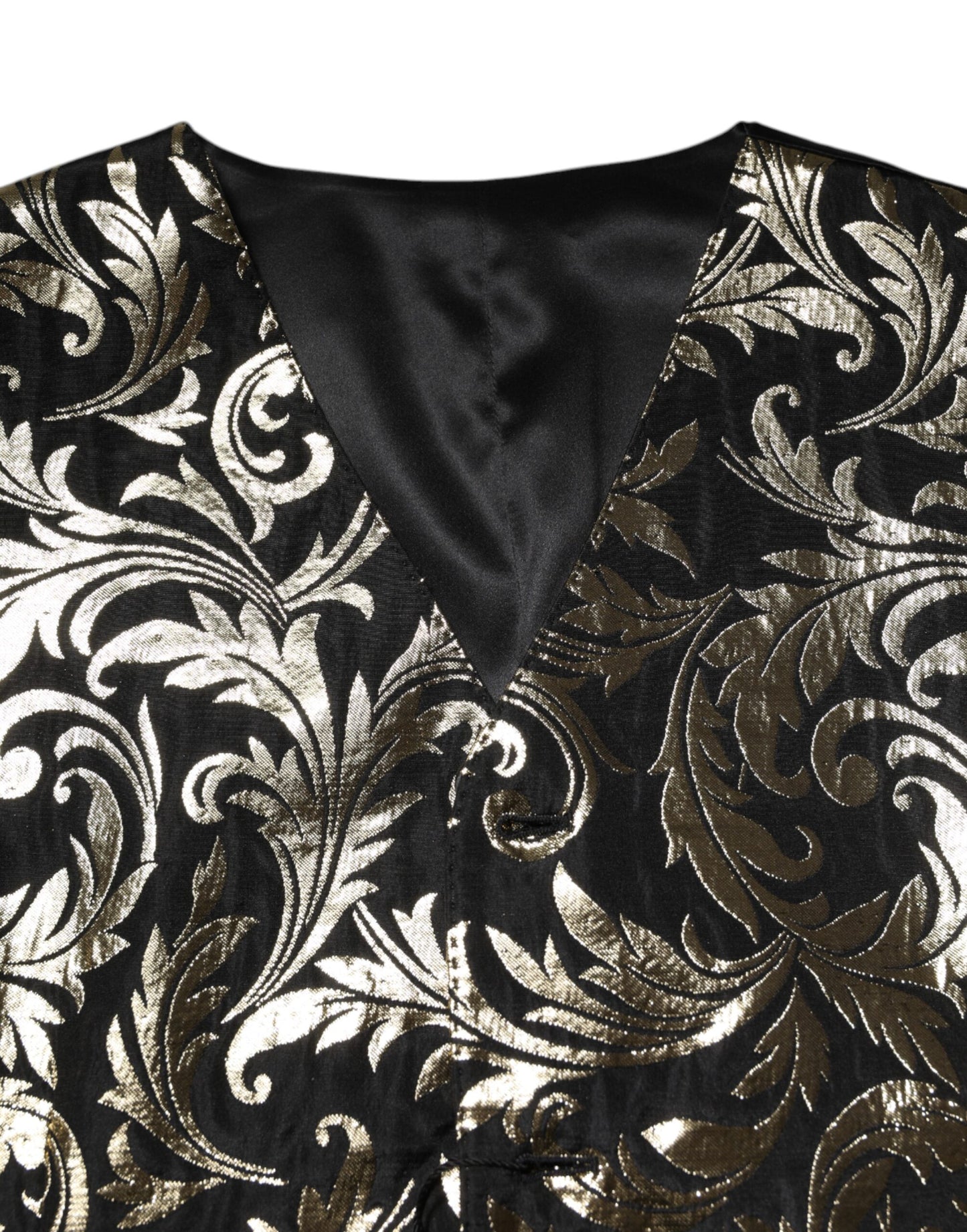 Dolce & Gabbana Black Gold Jacquard Formal Men Waistcoat Vest