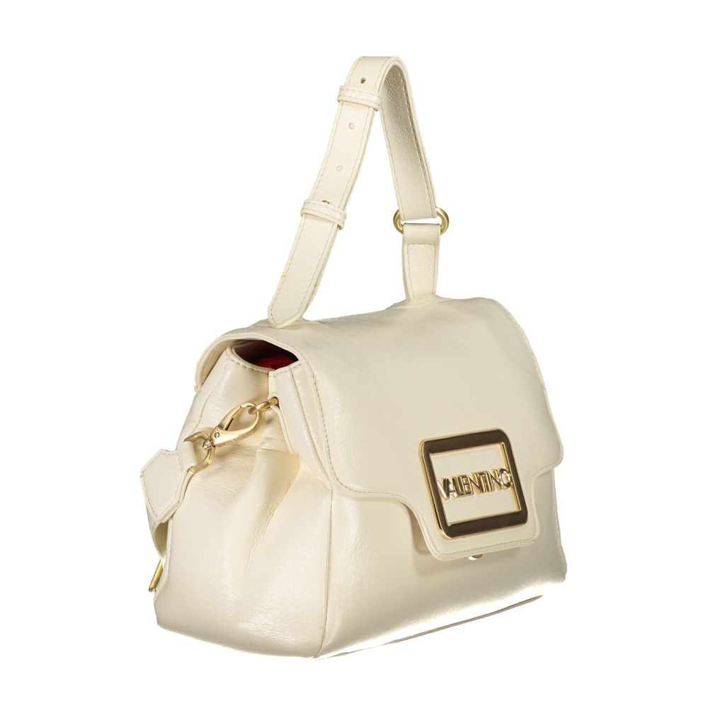 Handbag by Mario Valentino for women in polyethylene beige features a signature silhouette, showcasing a secure snap & zipper and signature built-in-compartments with versatile shoulder-strap, adjustable-strap, detachable-strap & handle for a sophisticated look.