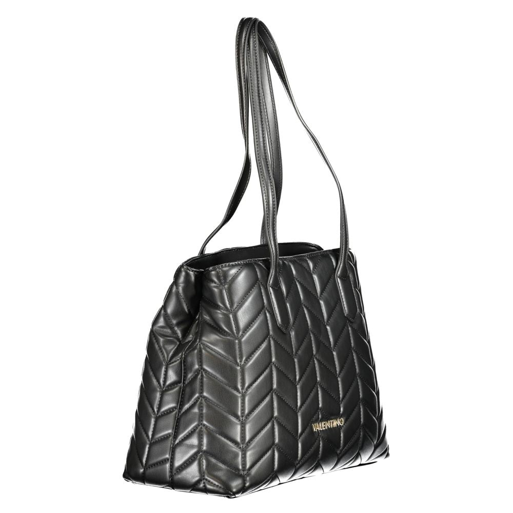 Handbag by Mario Valentino for women in polyethylene black features a signature silhouette, showcasing a secure zipper & magnetic and signature internal-pockets with versatile handle for a sophisticated look.