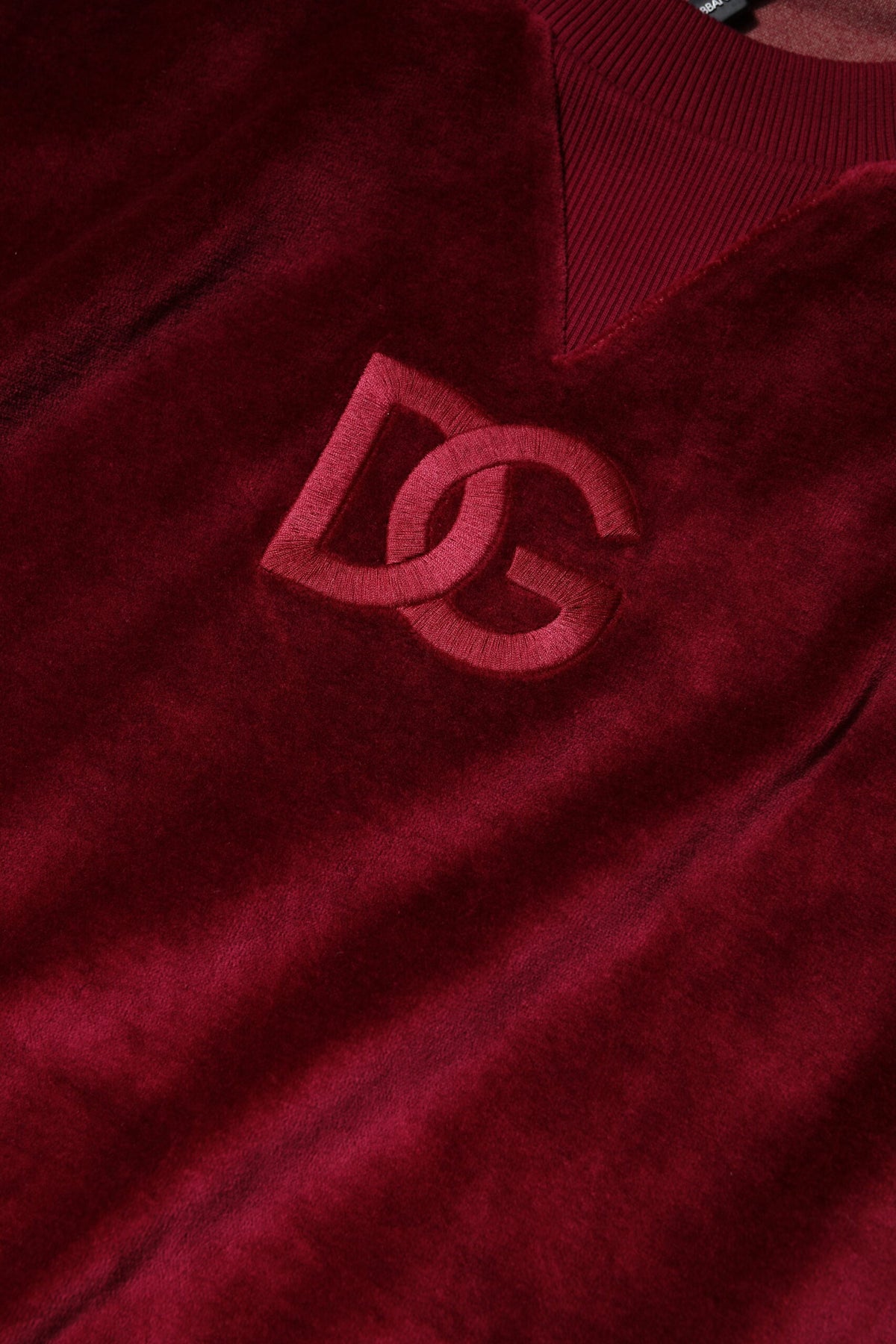 Dolce & Gabbana Women's Crew Neck Cotton Velvet & Nylon Sweater - Red