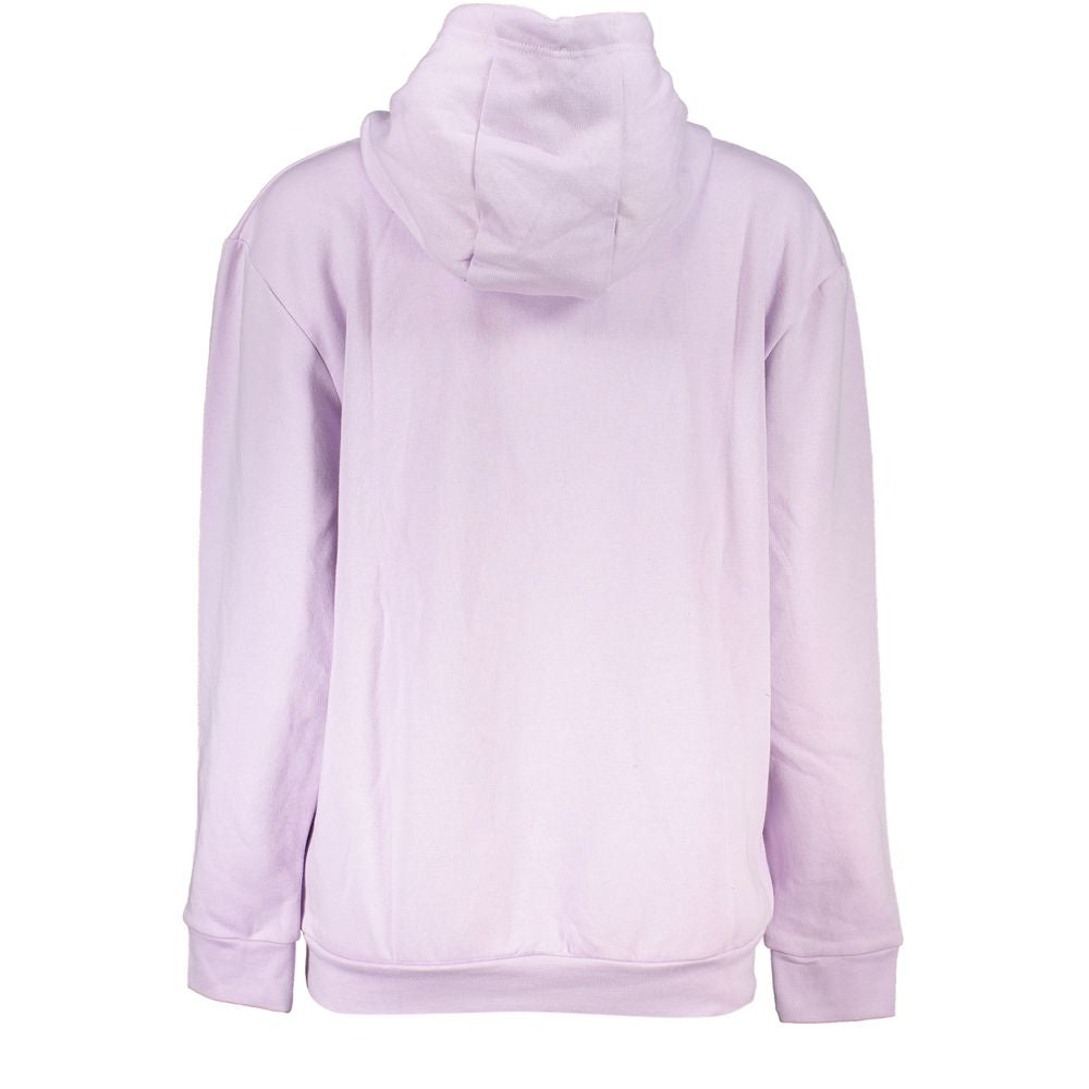 Hooded Sweatshirt Hoodie by Cavalli Class for women in cotton purple & print features an avant-garde silhouette, showcasing a sophisticated hooded neckline and detail for a truly avant-garde finish.