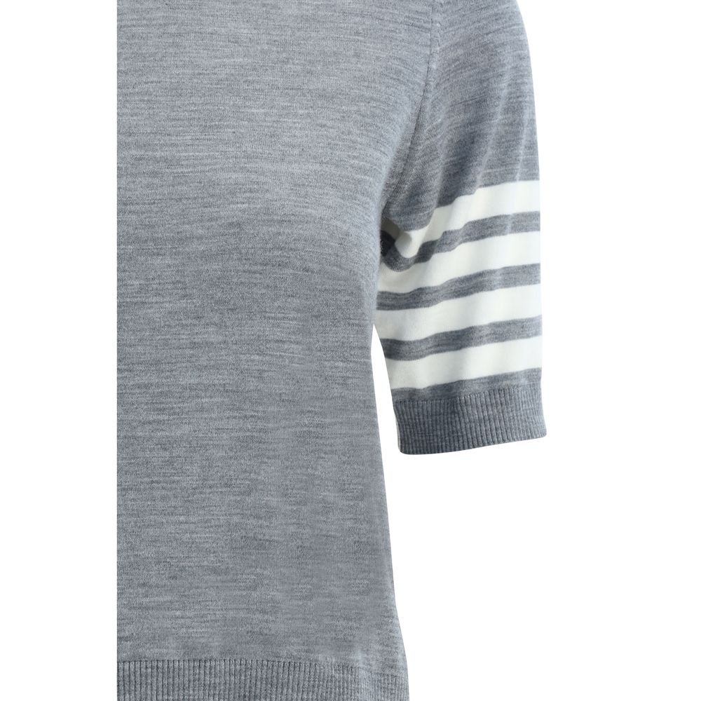 Thom Browne Women's Turtleneck Virgin Wool Sweater - Gray Patterned