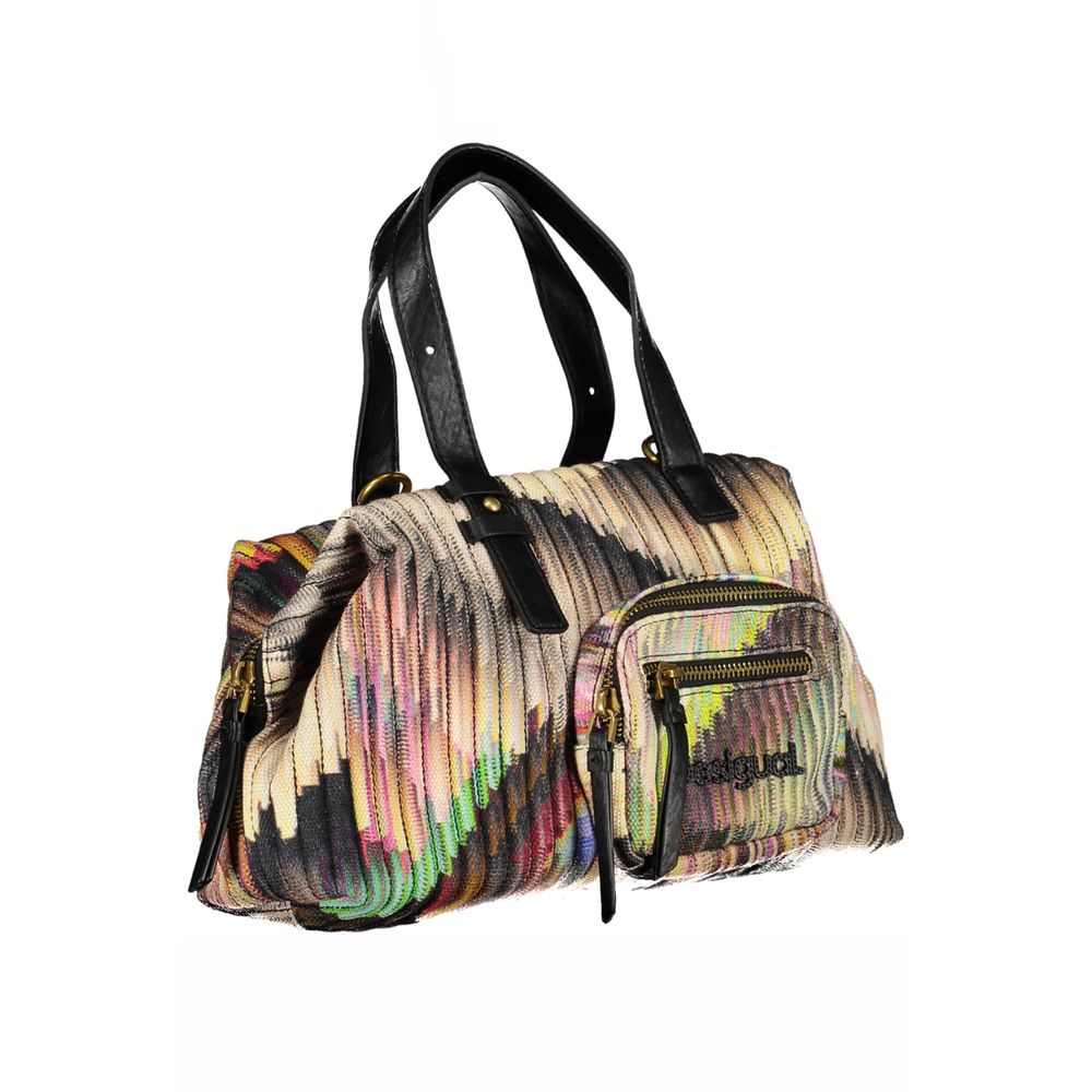 Desigual Black Multicolour Polyester Duffle Handbag